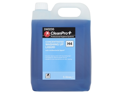Clean Pro+ Concentrated Washing Up Liquid with Antibacterial Agent H4 - 5 Litres