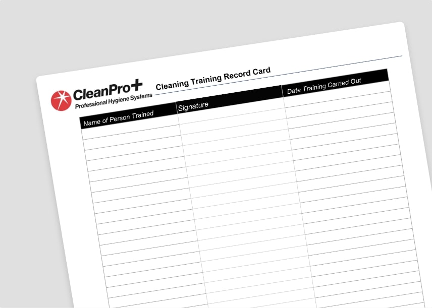 Cleaning Training Record Card