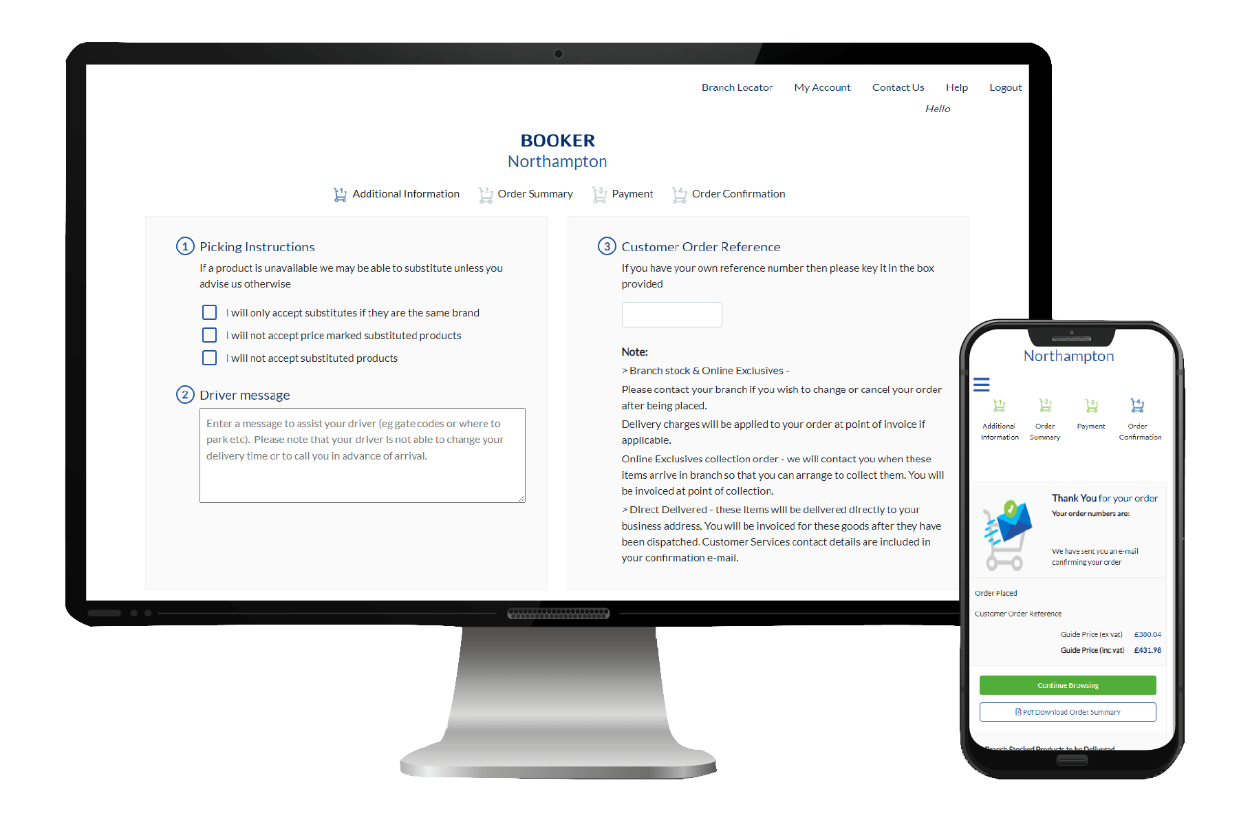Booker Home page on both Desktop and Mobile
