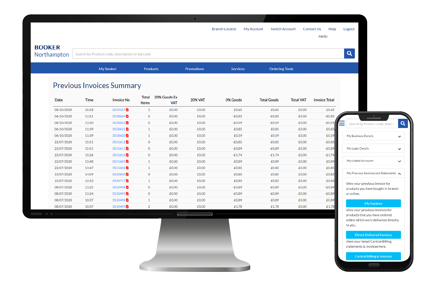Booker Home page on both Desktop and Mobile