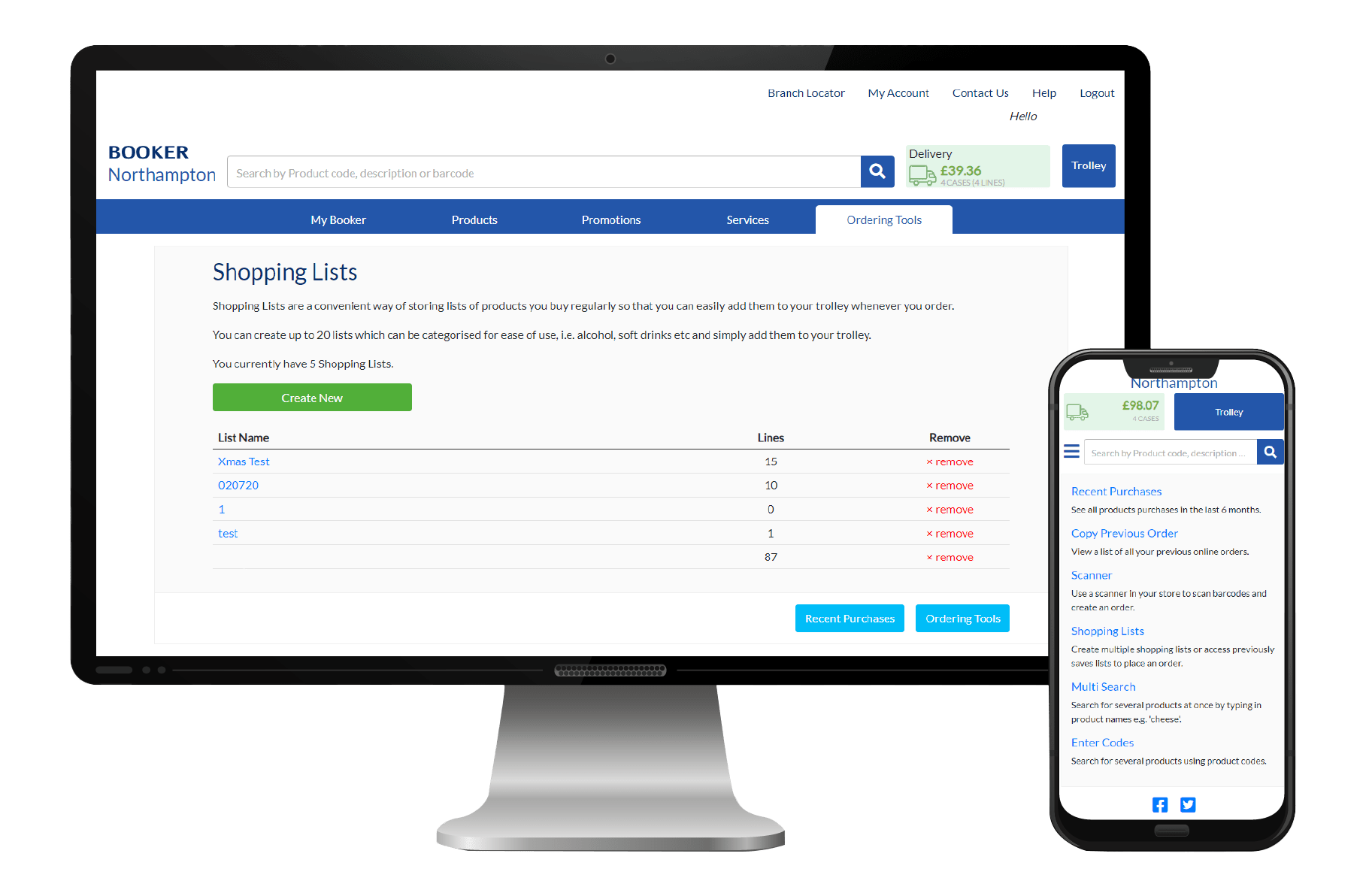 Booker Home page on both Desktop and Mobile