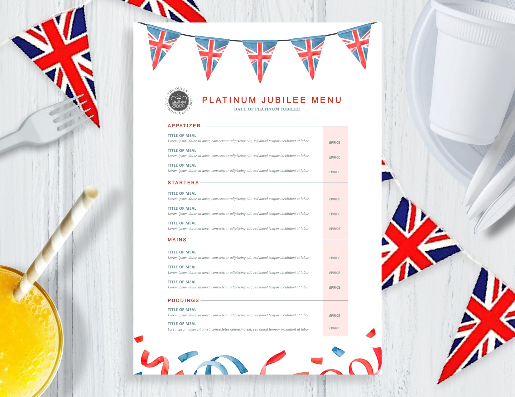 Jubilee Menu