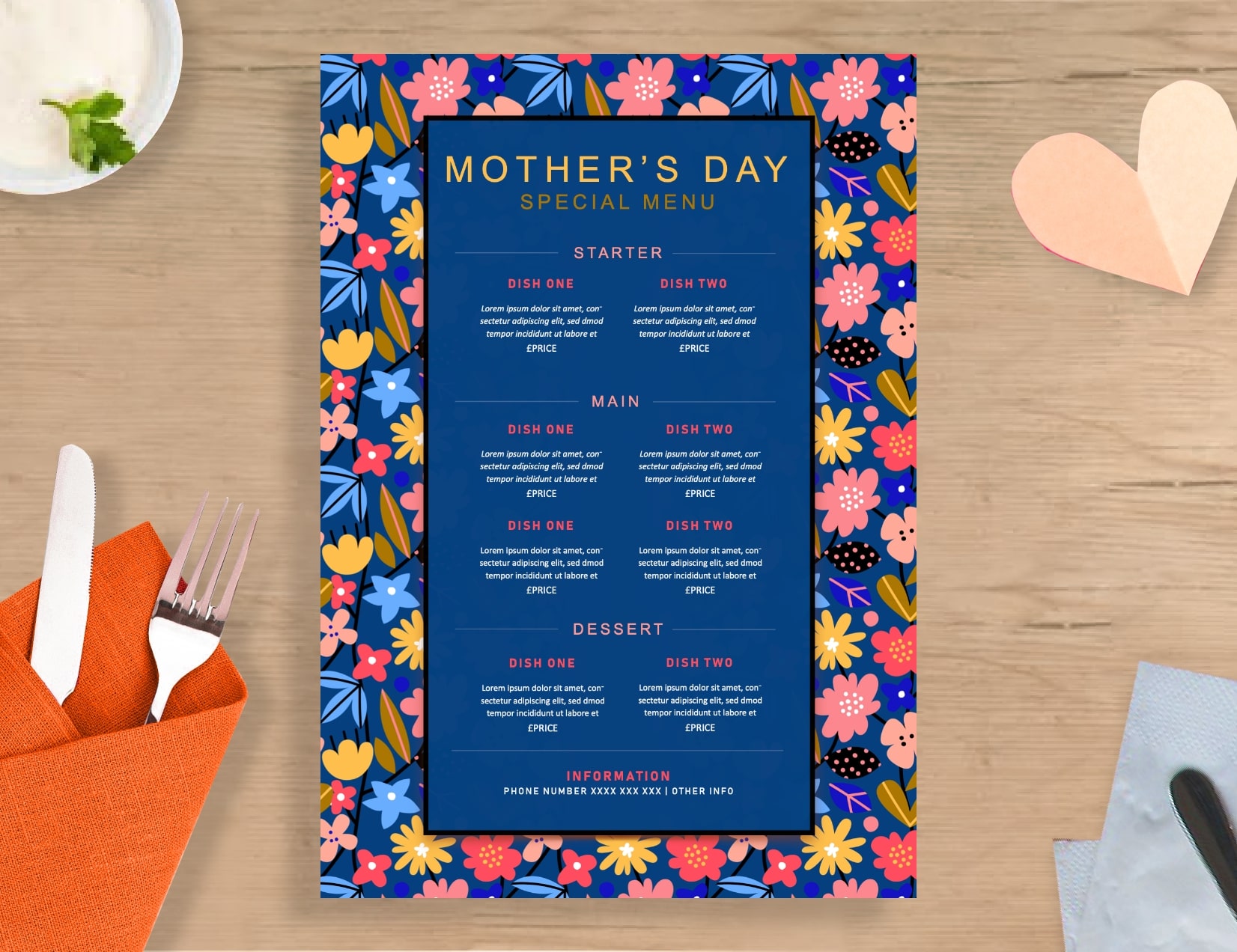 Mothers Day Menu